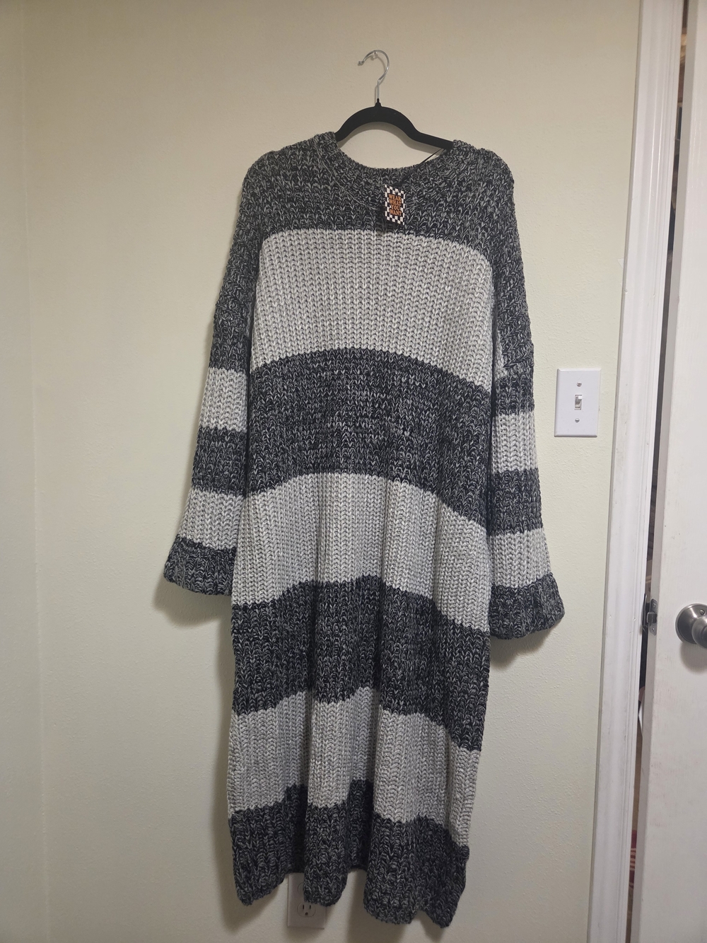 Rare! Dressed In LALA Feels Like Home Knit Sweater Dress In Gray/ Light Gray